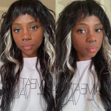 Load image into Gallery viewer, Black Wolf Cut Wig with SEWN-IN blonde pieces (Made 2 Order)-Human Hair Mix**