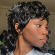 Load image into Gallery viewer, Readymade Black Mullet Wig (See Description) - Human Hair
