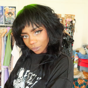 Black and Green Ombre Wolf Cut Wig (Made 2 Order) - Human Hair