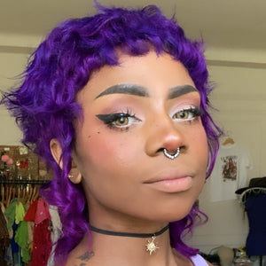 Plum Purple Curly Mullet Wig- Human Hair