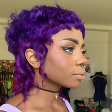 Load image into Gallery viewer, Plum Purple Curly Mullet Wig- Human Hair
