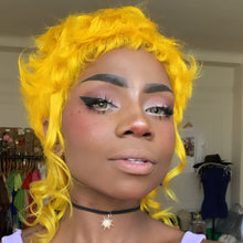 Load image into Gallery viewer, Sunshine Yellow Curly Mullet Wig- Human Hair
