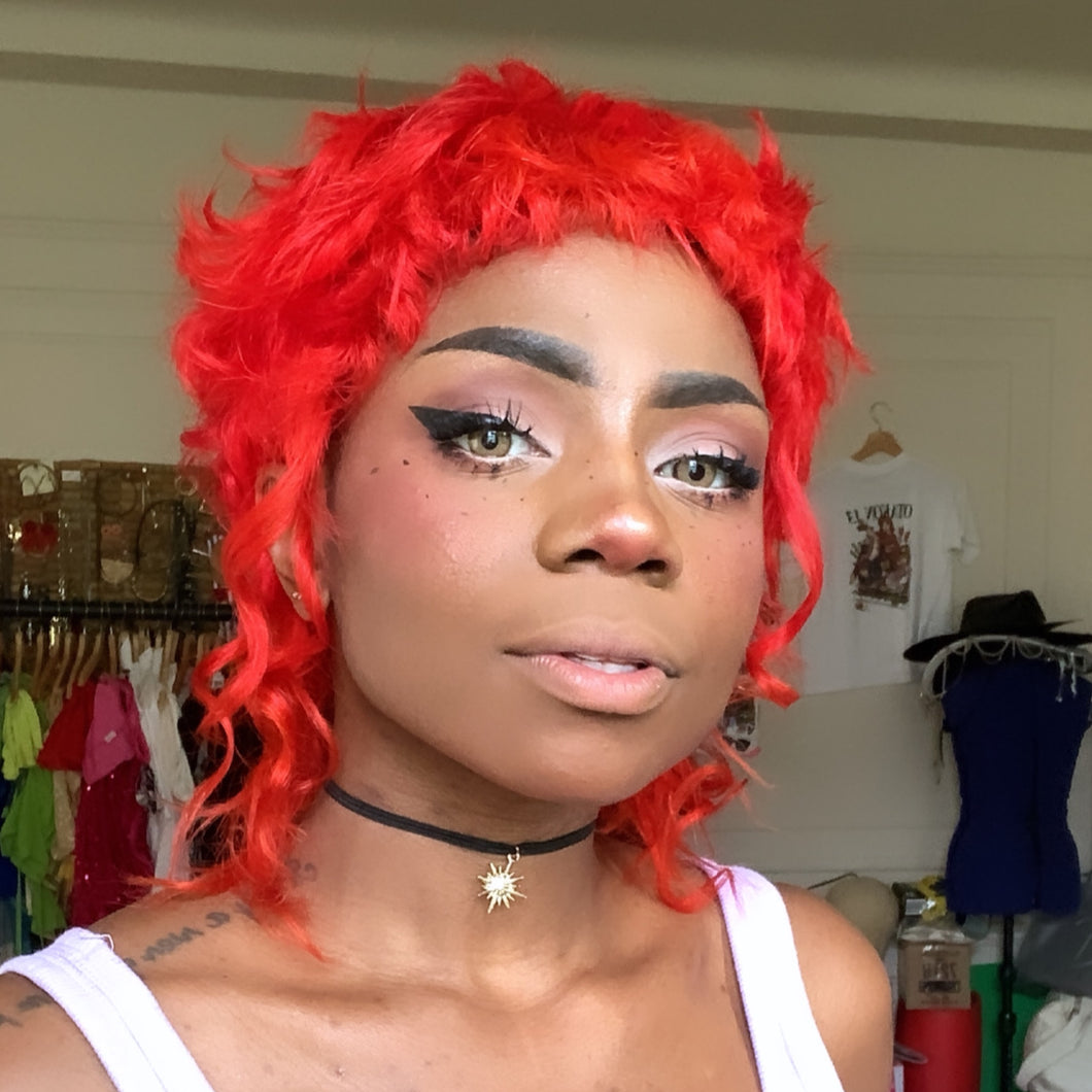 Spicy Red Curly Mullet Wig- Human Hair