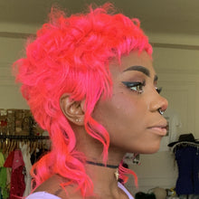 Load image into Gallery viewer, High Voltage Pink Curly Mullet Wig- Human Hair
