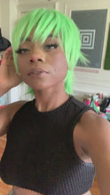 Load and play video in Gallery viewer, Lime Green Pixie Wig
