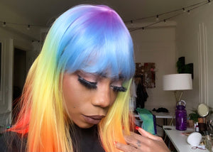 Rainbow Ombre Bang Wig
