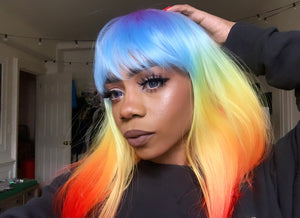 Rainbow Ombre Bang Wig