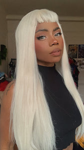 Platinum Blonde Long Bebe Bang Wig