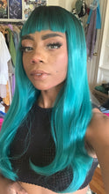 Load image into Gallery viewer, Teal Baby Bang Ombre Wig
