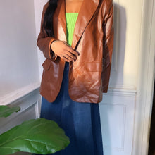 Load image into Gallery viewer, Brown Faux Leather Jacket
