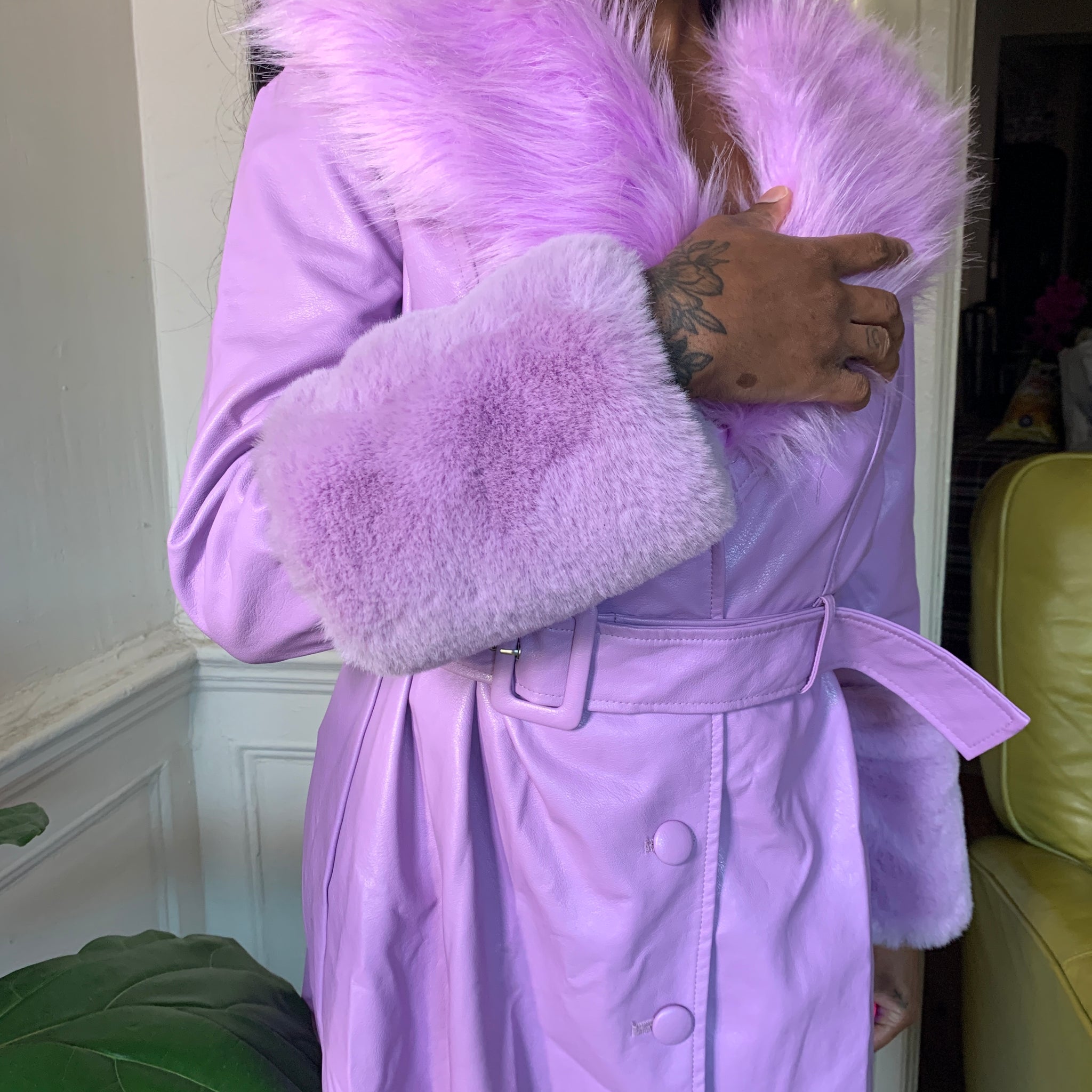 Lilac Faux Fur Jacket – Super Baddie Kawaii
