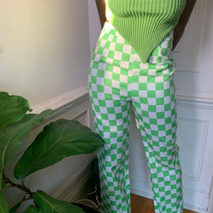 Y2K Green Checkered Pants